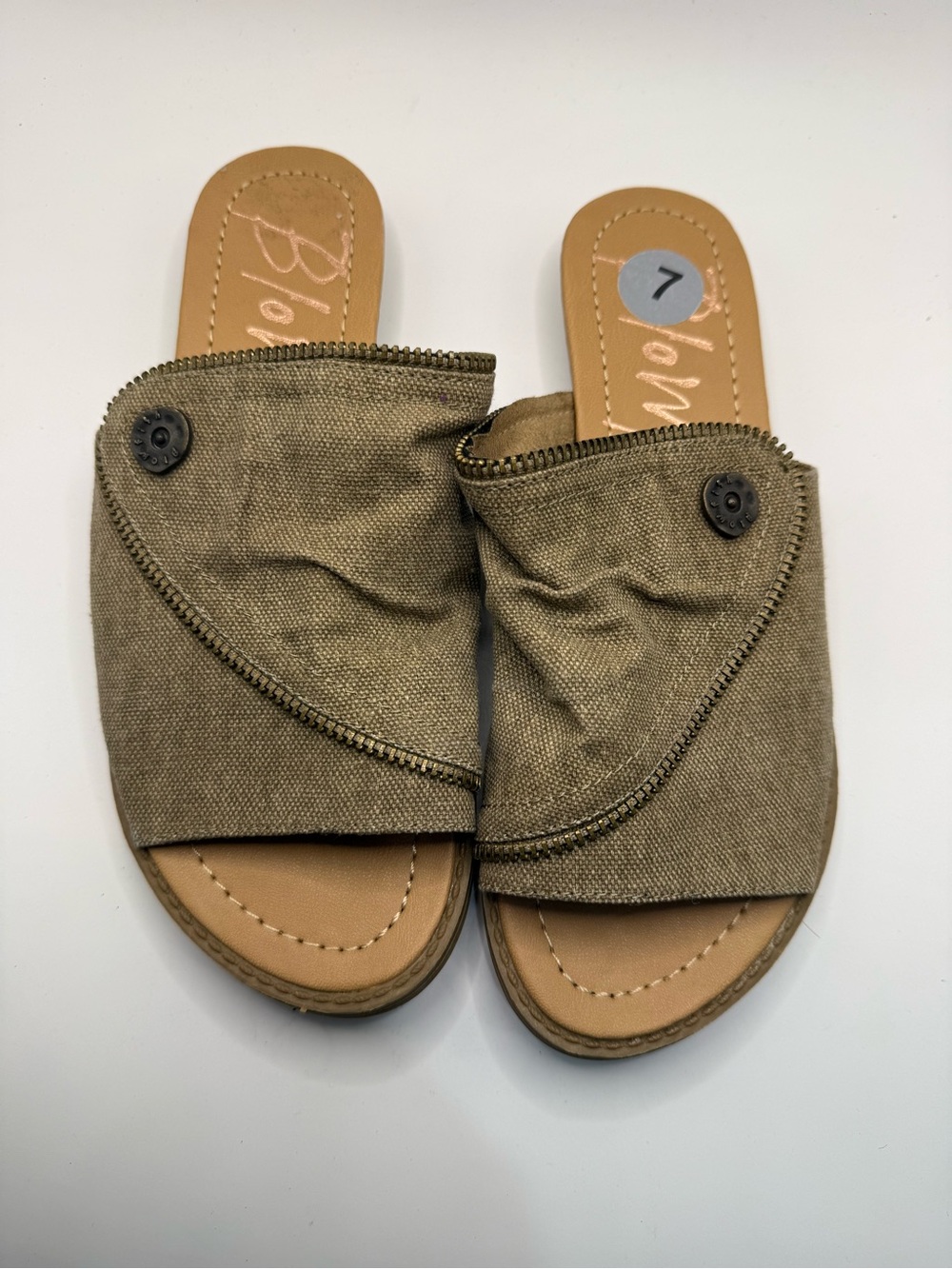 Blowfish Tan Leather-Look Slide Sandal